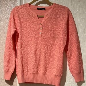 Elegant Coral V-Neck Sweater